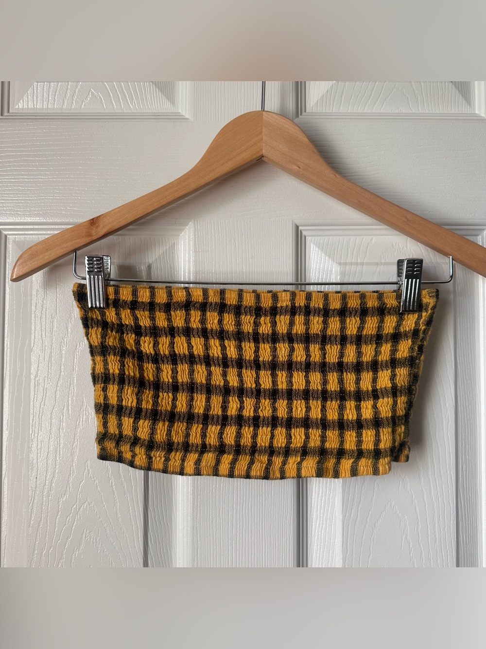 Shein Plaid Yellow And Black Tube Top Size Small